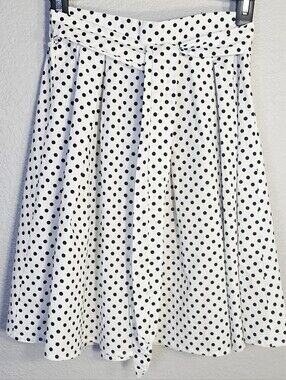 See You Monday Polka Dot Paperbag Waist Skirt Small Black White Belted